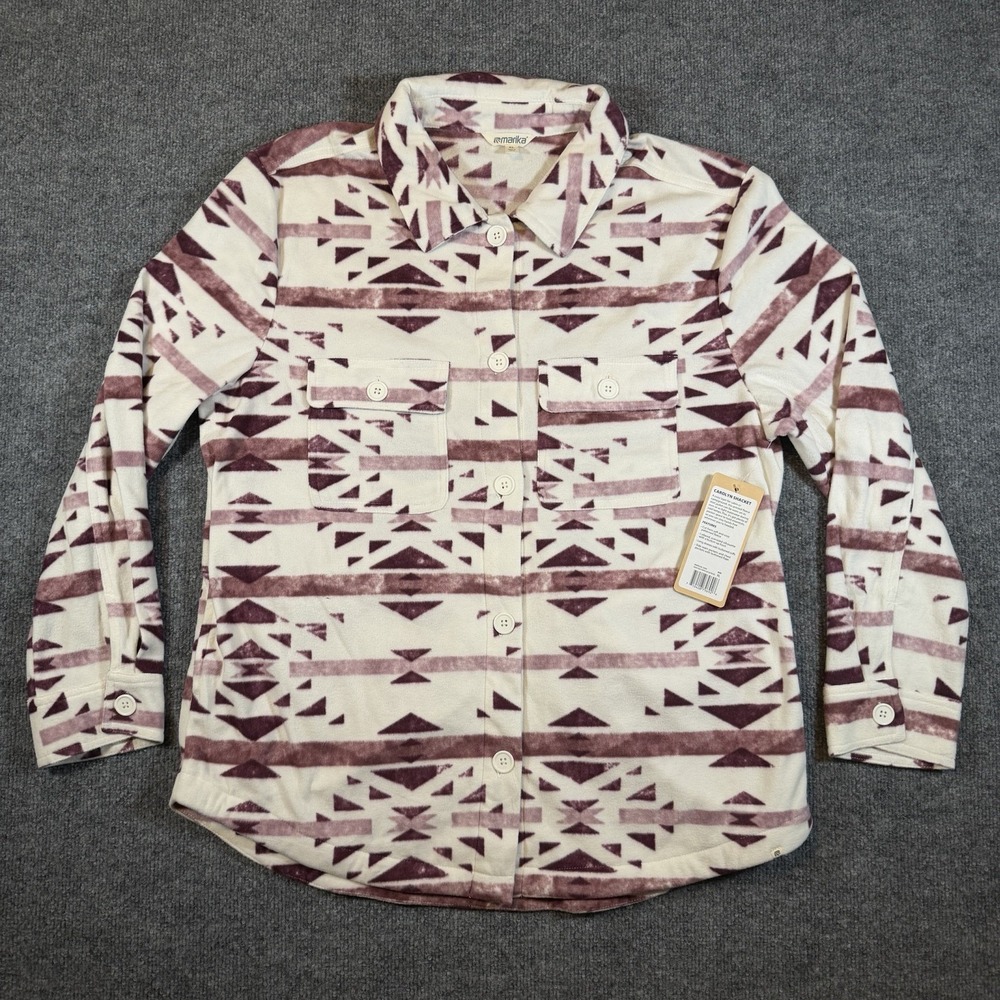 Marika Carolyn Fleece Shacket Womens XL Crush Violet Geometric Print